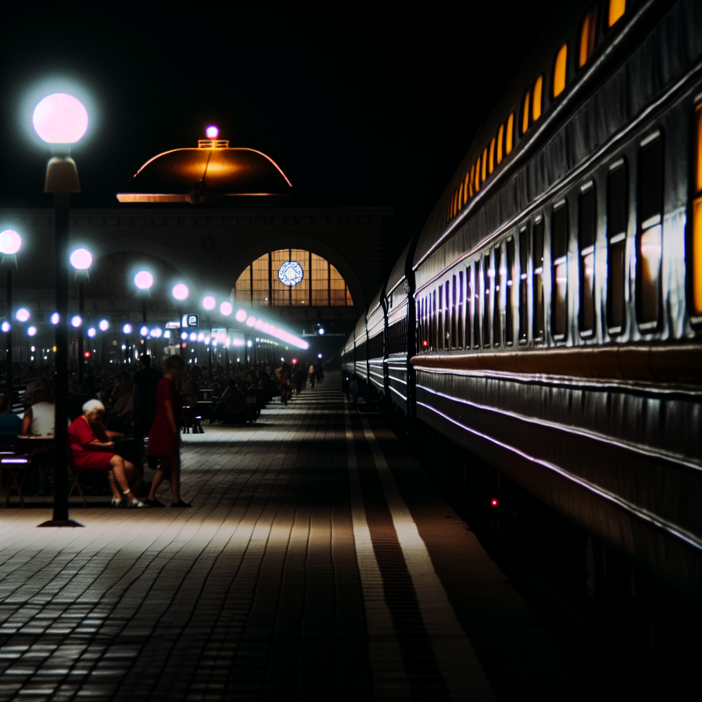Night train at platform
